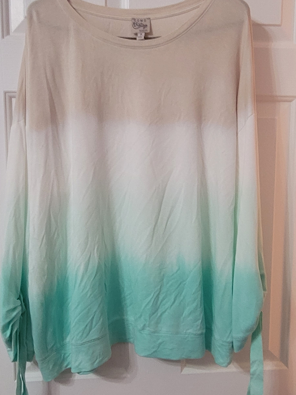Como Vintage Ombre Mint to Cream Scoop Neck Sweater
